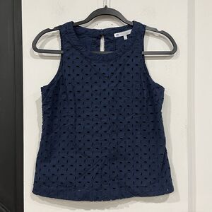Southern Tide Carissa Eyelet Sleeveless Top Blouse Size XS Blue Preppy Spring
